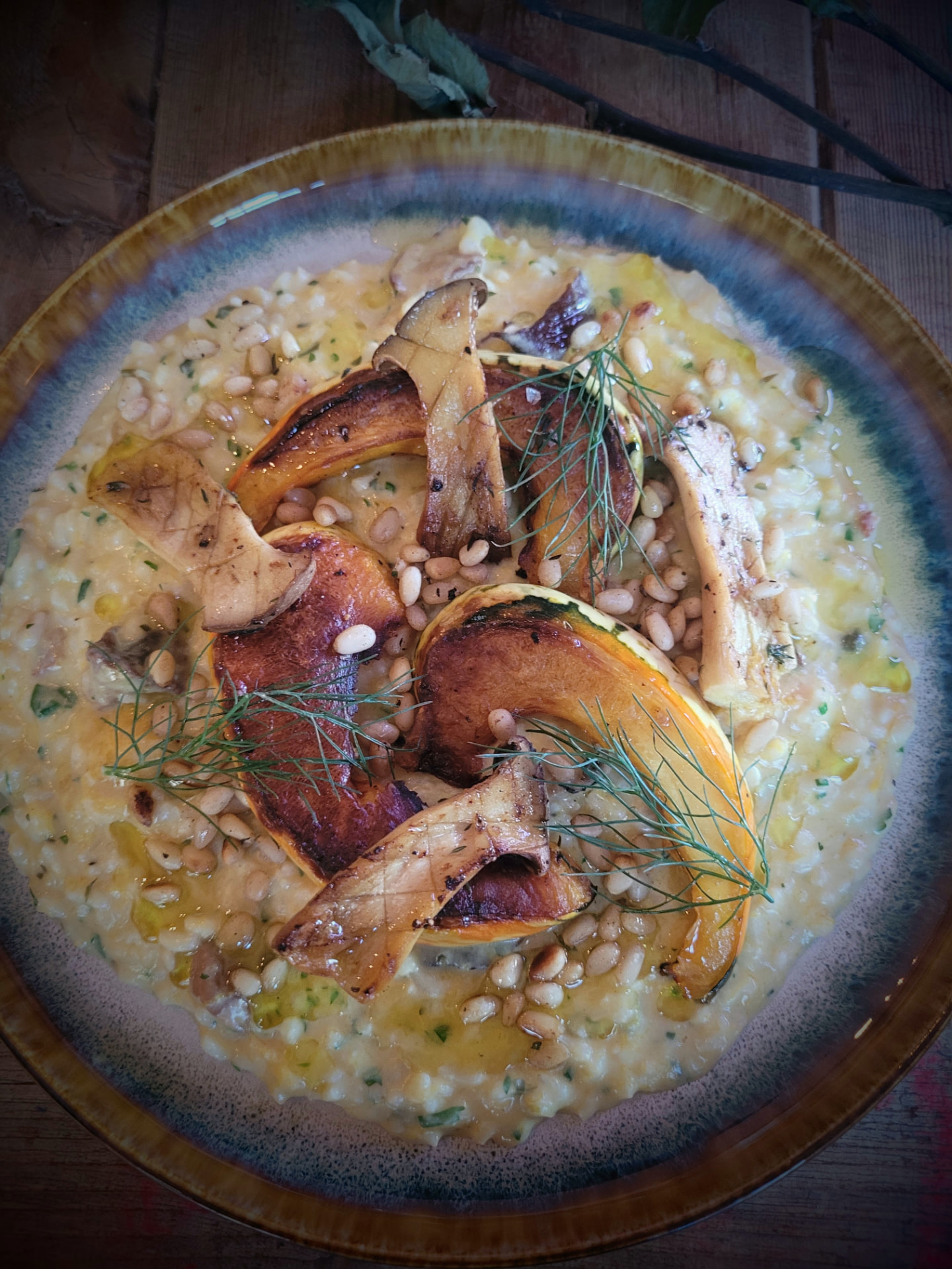 Wild mushroom and squash risotto